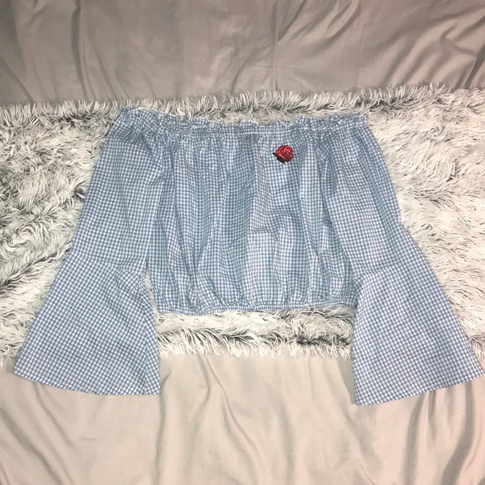 Checkered Crop Top With Rose